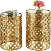 Linon Round Nesting End Tables in Gold & Mirror (Set of 2)